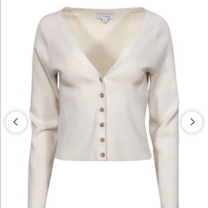 INTERMIX Ribbed Cream Cardigan size M